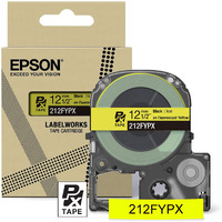 Epson Labelworks 212Fypx Pet (Polyester) Tape Cartridge - Black On Fluorescent Yellow Designer Craft Label Maker Tape - 1/2"" (12Mm) Wide  16'