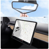 Screen Protector Silicon Frame + Rear View Mirror Cover For Tesla Model 3 (2017-2023) Model Y  15"" Center Control Touchscreen Gooyogoo Knee Protection/Anti-Bump/Durable Accessories For Tesla(Black