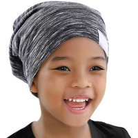 Elihair Kids Beanie Sleep Hats Bonnet For Night Sleeping Cap Silky Lined Satin Bonnet With Adjustable Elastic Band For Teens Toddler Child Natural Curly Frizzy Hair Cover(Grey Pale)