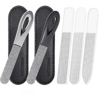 Vogarb 5Pcs Nail File Set Glass And Emery Boards Nail Files Comb For Natural Nails 3.6'' Pocket Size For Grooming Trimming And Polish Fingernail & Toenails(5Pcs Set)