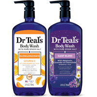 Dr Teal's Body Wash With Pure Epsom Salt  Daytime/Nighttime With Vitamin C & Sleep Blend  24 Fl Oz (Pack Of 2)