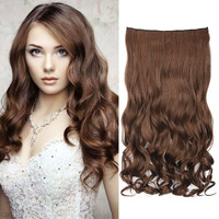 Reecho 20"" 1-Pack 3/4 Full Head Curly Wave Clips In On Synthetic Hair Extensions He008 Hairpieces For Women 5 Clips 4.5 Oz Per Piece - Medium Warm Brown