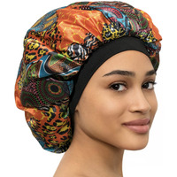 Caplord Satin Bonnet Adjustable Sleeping Silk Bonnet Black Women Men Double Layer Satin Lined Sleep Cap Sleeping Hair Wrap Silk Hair Curly Bonnet Large Cover Bonnets Night Head Scarf Protect Locs