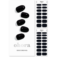 Ohora Semi Cured Gel Nail Strips (N Onyx) - Dark  Solid  Works With Any Uv/Led Nail Lamps  Salon-Quality  Long Lasting  Easy To Apply & Remove - Includes 2 Prep Pads  Nail File & Wooden Stick