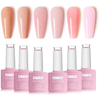 Fzanest Gel Nail Polish Jelly Nude Set Sheer Natural Milky Pink 6 Colors Gel Polish Nail Kit Soak Off Led Uv Varnish Nail Art Manicure Kit