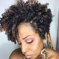 Queentas 3 Pack 10 Inch African Collection Short Crochet Hair For Black Women Curly Braids Braiding Hair Carrie Curl(8Mm) Synthetic Hair Extension Passion Twist Kinky Jerry Curl(Natural Black/Brown)