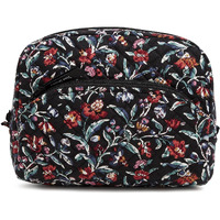 Vera Bradley Women's Cotton Large Cosmetic Makeup Organizer Bag  Perennials Noir  One Size