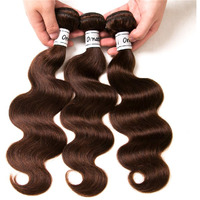 Ornate Hair Light Brown Bundles Human Hair Brazilian Body Wave Bundles 100% Unprocessed Virgin Remy Human Hair Weave Extensions 9A Grade 3 Bundles 100G/Bundle (16 18 20 Inch  4# Body Wave)