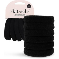 Kitsch Elastic Hair Ties - No Damage Black Rubber Bands For Women's Thick Hair  Ponytails & Hair Elastics | Small 6Pcs Set