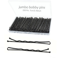 Yingfeng 220Pcs Large 2.76-Inch Bobby Pins For Women  Super Grip Black Hair Clips With Box - Reusable Non-Slip Pins For Thick  Long Hair