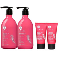 Luseta Keratin Shampoo Full + Travel Size Shampoo + Conditioner Set For Color Treated Damaged & Dry Hair  Keratin Hair Treatment For Smoothing& Nourishing (2X16.9 Fl Oz + 2X1.01 Fl Oz)