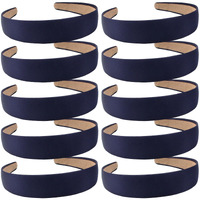 Wecoe Hairband  10 Pack Satin Headbands 1.3 Inch Wide  Dark Navy Blue  For Women And Girls  Non Slip Fashion Hair Bands  Diy Holiday Hair Accessories