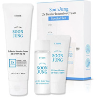 Etude Soonjung 2X Barrier Intense Cream Set | 2X Barrier Cream 2.02Fl.Oz + Ph 5.5 Relief Toner 0.85 Fl.Oz. + Foam Cleanser 0.68 Fl.Oz. | Oil And Water Balance Skin Care Moisturizing Cream