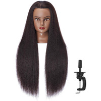 Hairlink 26-28'' Mannequin Head Yaki Synthetic Fiber Hair Styling Training Head Dolls For Cosmetology Manikin Maniquins Practice Head With Stand (6611By0220)