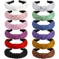 Velscrun Pearl Headbands With Beads: White  Pink  Red  Blue Knotted Wide Top Knot Hair Accessories For Women And Girls