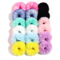 Fuzzy Furry Hair Accessories - Artificial Fuzzy Faux Fur Hair Band  Rope Hair Holder  Wristband  Hair Tie Ring  Ponytail Holder (Color Mixed  18Pcs)