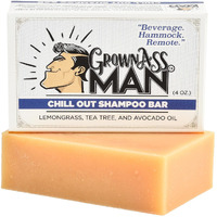 Grown Ass Man Co. - Solid Shampoo Bar Rich Lather 3 In 1: Hair  Beard & Body Wash - Plastic Free & Eco-Friendly  Natural & Organic Clean For All Hair Types  4Oz Bar (Chill Out  Single)