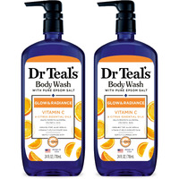 Dr Teal's Body Wash With Pure Epsom Salt  Glow & Radiance With Vitamin C & Citrus Essential Oils  24Oz (Pack Of 2) (Packaging May Vary)