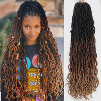 Ombre Faux Locs Crochet Hair Soft Locs 30 Inch 7 Packs Long Black Crochet Locs For Natural Butterfly Locs Crochet Hair For Women Pre Looped Goddess Locs Synthetic (30 Inch (Pack Of 7)  1B/30/27)