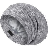 Lulusilk 100% Mulberry Silk Lined Sleep Cap Silk Bonnet For Sleeping  No More Frizzy Tangled Hair  Stay On All Night Adjustable Silk Hair Wrap For Sleeping  Assorted Color Light Grey  Pack Of 1