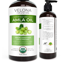 Velona Amla Oil Usda Certified Organic - 8 Oz | 100% Pure And Natural Carrier Oil | Extra Virgin  Unrefined  Cold Pressed | Hair Growth  Body  Face & Skin Care | Use Today - Enjoy Results