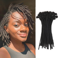 Loc Extension Human Hair 0.4Cm Width 6Inch 40 Strands 100% Full Handmade Permanent Dreadlock Extension Human Hair For Women/Men/Kids Can Be Dyed Bleached Curled (Width 0.4Cm Natual Black)