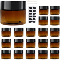 Zmybcpack 20 Pack 4 Oz(120Ml) Amber Plastic Jars With Black Lids  10 Spatulas  A Pen  Labels - Pet Storage Container For Cosmetic  Cream  Gel  Lotion-Travel Jar Plastic Slime Jars