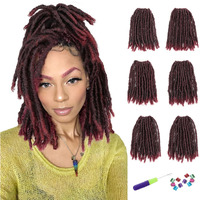 Wignee Crochet Hair 120 Strands Faux Locs 8 Inches Soft Locs Pre-Twisted Locs 6 Packs Pre-Looped Crochet Hair For Black Women(8 Inch 1B/Bug)