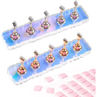 Angnya 2 Set Nail Stand  Aurora Nail Holder For Painting Nail Stand For Press On With 96 Pcs Reusable Sticky Putty Nail Display Stand Nail Hand Practice Magnetic Nail Art Tools For Homes And Salons