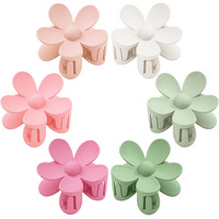 Flower Hair Clips 6 Pcs Flower Claw Clips Daisy Clips For Women Matte Large Claw Clips Strong Hold Jaw Clamps Hair Accessories For Thick Hair 6 Colors