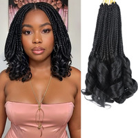 Crochet Hair For Women 10 Inch Crochet Braids Box Braids Crochet Hair French Curl Braiding Hair Crochet Hair Short French Curl Crochet Braids With Curly Ends Hair Extensions Braids (1B)