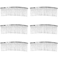 Senkary 10 Pieces Hair Comb Clip Metal Wire Hair Combs Wedding Veil Combs (30 Teeth  Silver)