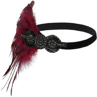 Women's Flapper Feather Headband 1920S Art Deco Roaring 20S Great Gatsby Headpiece Gatsby Costume 22Wine Red