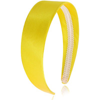 Wecoe Yellow Headband 1.6 Inch Wide Silk Satin Headband Women Non Slip Fashion Plain Head Band Solid Hair Band Diy Holiday Hair Accessories For Women Girls Diademas Para Mujer Gifts