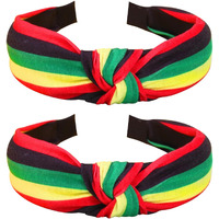 Ardorchid Rasta Headbands African Jamaica Juneteenth Knotted Headband For Women Girls Elastic Hairband Hair Hoop No Slip Hair Accessories Gifts