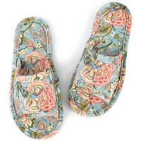 Loopuinhom Floral Velvet House Slippers For Women  Lightweight Open Toe Washable Portable Foldable Comfortable Guest Hotel Travel Airplane Spa Slippers Blue(8.5-9)