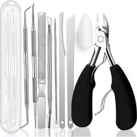 Ingrown Toenail Tool Kit (10Pcs)  Premium Nail Treatment Foot Tool  Used For Thick Nails And Ingrown Toenails  Heavy Professional Podiatrist Toe Nail Set(Black)