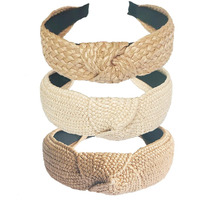 Lvyeer 3 Pack Straw Headbands Fashion Rattan Wide Head Band Boho Headband Summer Bohemian Woven Hair Head Bands Hair Band For Woman Girl Hair Accessories