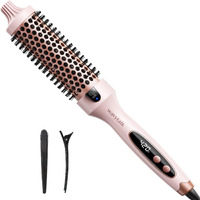 Wavytalk Thermal Brush  1.5 Inch Heated Round Brush For Blowout Look  Dual Voltage  Pink  Sakura  Tourmaline Ceramic  Negative Ion Technology  5 Temperature Settings