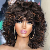 Kavsni Wig 70's Curly Wigs For Black Women Large Bouncy Fluffy And Soft Natural Looking Afro Wig 60S Wigs Gold Hoop Earring+2Wig Cap+Comb+2Beauty Blenders(Brown)