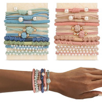 Yonoy 20 Pcs Boho Hair Tie Bracelets For Women  Pearl-Detailed Hairband Bracelet  Dual-Use Hair Ties For Thick Hair  Non-Damage Hair Elastics  5 Styles  4 Colors For Each