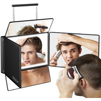 Uhdod 5 Way Mirror For Hair Cutting With Led Light  360 Barber Mirrors With Adjustable Height Brackets  Makeup Mirror For Self Cut  Shaving  Grooming  Good Gifts For Men Women