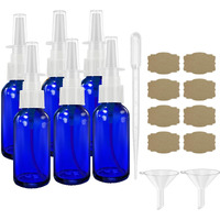 Givameihf Nasal Spray Bottles 6Pcs1Oz (30Ml) With 2*Funnel 1*Dropper  8*Label Empty Nasal Spray Bottle Amber Glass Nasal Spray Bottle Press Spray Head Refillable Portable Fine Mist Nasal Spray Bottle