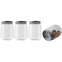 Mczxon Small Coin Bank Jars 4-Pack  16Oz Clear Plastic Coin Money Tip Coin Jars With Silver Slotted Lids  Small Transparent Plastic Coin Money Piggy Banks Jars For Adults Teens Kids Girls Boys