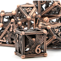 Hnccesg D&D Dice  Dungeons And Dragons Metal Dice Set Of 7Pc Dnd Dice Eagle Design With Role Playing D And D Starter Dice For Rpg Mtg Table Board Games Shadowrun Yahtzee (Eagle-Copper)