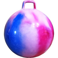 Appleround Hippity Hoppity Hop Ball  Sit-On Bouncy Ball With Handle  20In/50Cm Diameter For Children Age 7-9  Space Hopper Hopping Ball  Pack Of 1 Ball With 1 Pump  Cloud Colors (Red & Blue)