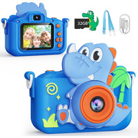 Kokodi Kids Camera Toy Digital Camera For Kids  Dinosaurs Birthday Gifts For Boys Age 3-12  1080P Hd Video Camera For Toddler  Children Toys For 3 4 5 6 7 8 9 Year Old Boys With 32Gb Sd Card
