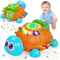 Ussybaby Infant Baby Toys 6 To 12 Months  Musical Turtle Crawling Baby Toys For 12-18 Months  Phone Hand Drum Toy  Baby Toys 7 8 9 10 11 Months 1-2 Year Old Toys Infant Baby Boy Gift (Blue)