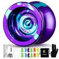 Magicyoyo Dual Purpose Yoyo N11 Responsive Yoyo For Kids 8-12 Or Above  Professional Unresponsive Yoyo With Unresponsive Bearing Kit For Advanced +Yoyo Glove+ Yoyo Bag +12 Yoyo Strings (Purple Blue)