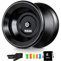 Magic Yoyo Professional Unresponsive Yoyo Y01 Node  Metal Aluminum Yo Yo For Advanced Player  Superior Stable  + 30% Sleep Time  + 5 Replacement Yoyo Strings  Yoyo Bag  Glove (Black)